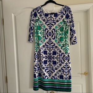 Vince Camuto green white navy dress size 8 excellent condition